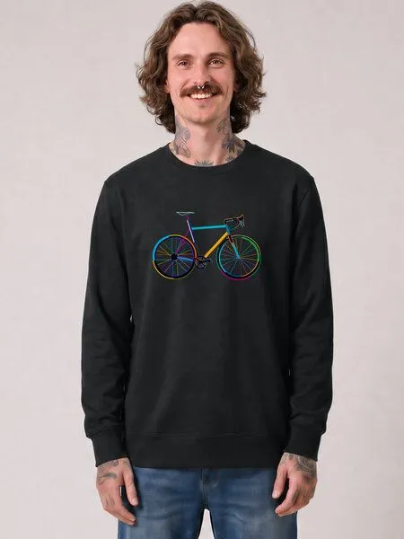 watapparel watapparel Sweatshirt Unisex Fahrrad by night, Black, – Produktbild 2 von 2