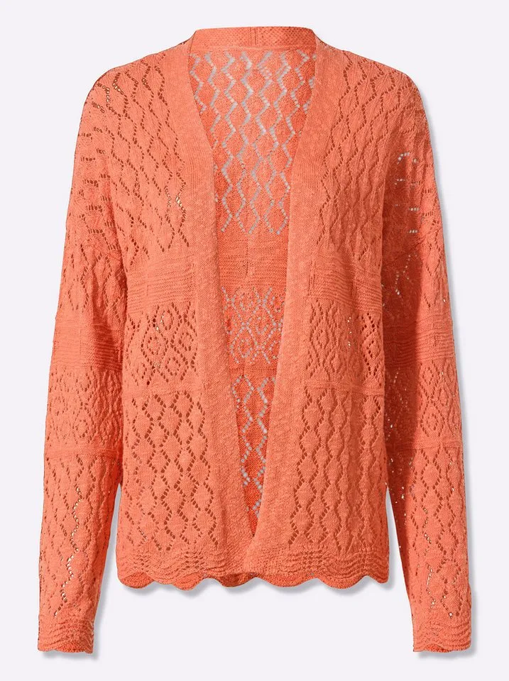 heine heine Strickjacke Cardigan Langarm Ajourstrick, Orange, – Produktbild 4 von 5