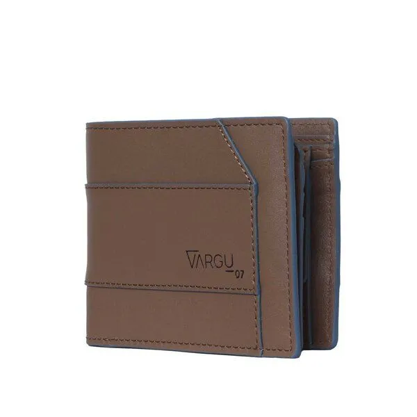 Vargu Vargu Echtleder Geldbörse KON 1-L, Taupe - sky blue, – Produktbild 2 von 4