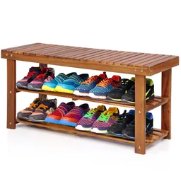 Casaria® Casaria Casaria Schuhregal 2in1 Braun Akazienholz 90x32x46cm – Produktbild 1 von 1