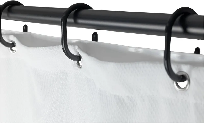 SCHÖNER WOHNEN-Kollektion Duschvorhang »Saoba« Breite 180 cm (Set, 17-tlg), 2 in 1, äußerer Vorhang aus Polyester, 16 Duschvorhangringe, Weiß, – Produktbild 4 von 5