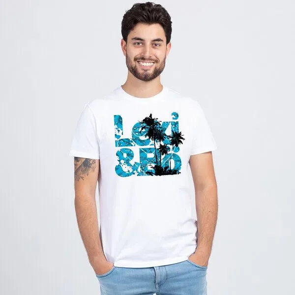 Lexi&Bö Lexi&Bö Black Palms Herren T-Shrit, Weiß, – Produktbild 1 von 4