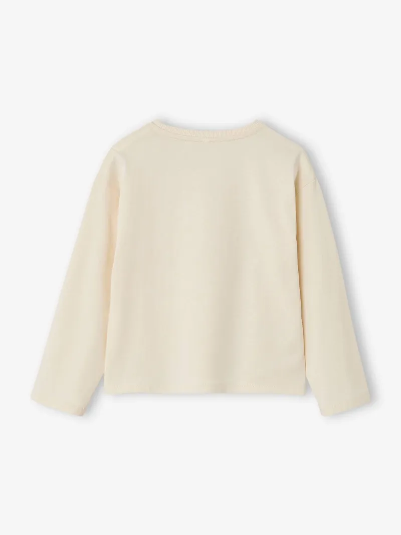 Vertbaudet Shirt mit Schriftzug Mädchen BASIC, Wollweiß, – Produktbild 2 von 4