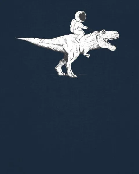 watapparel watapparel T-Shirt Unisex Astronaut on T-Rex, French navy, – Produktbild 3 von 3