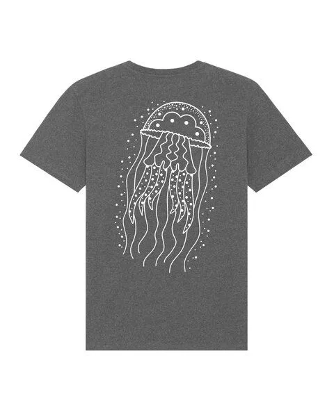 vis wear vis wear Qualle - Göttin im Ozean - Unisex T-Shirt - Recycled Bio Baumwolle, Schwarz meliert, – Produktbild 1 von 2