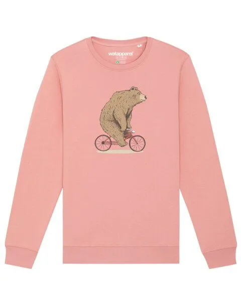 watapparel watapparel Sweatshirt Unisex Fahrradbär, Canyon pink, – Produktbild 1 von 4