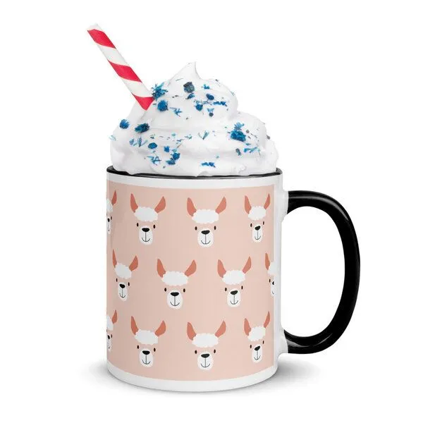 PepMelon Lama Tasse mit Farbe innen, Be Llamazing, lustige Lama Weihnachtstasse, Schwarz, – Produktbild 4 von 7