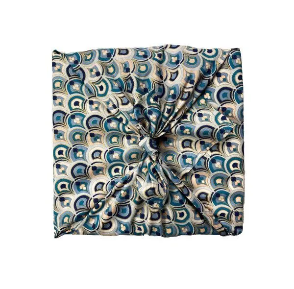 FabRap Gift Wrap FabRap Gift Wrap Wiederverwendbare Geschenkverpackung Furoshiki - Set mit drei Größen (einseitig), Art deco (blau und rosa), – Produktbild 4 von 4