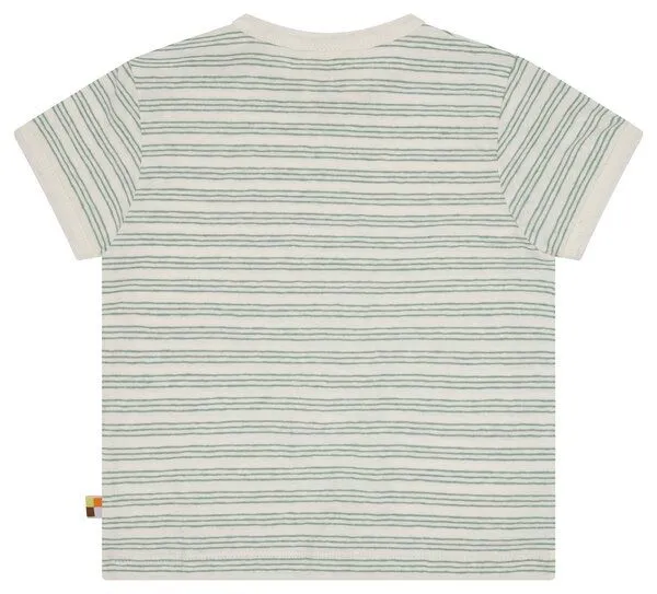 loud + proud loud + proud Babys & Kinder T-Shirt Streifen mit Leinen, GOTS-zertifiziert, Bamboo(grün), – Produktbild 2 von 3
