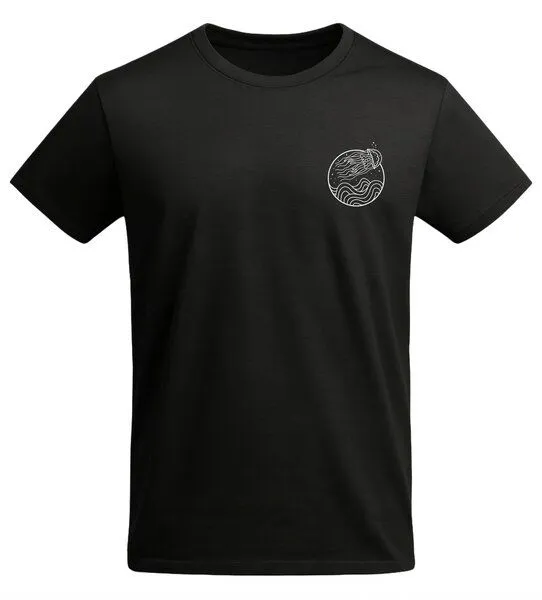 vis wear vis wear Qualle zwischen Ozean und Wellen - Unisex Organic T-Shirt, Schwarz, – Produktbild 3 von 3