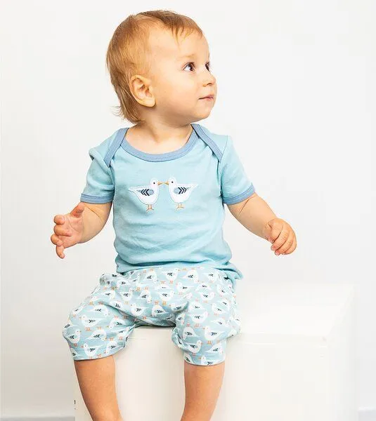 Sense Organics & friends in cooperation with GARY MASH Sense Organics & friends in cooperation with GARY MASH Babyshirt mit Applikation, Hellblau mit möwen, – Produktbild 2 von 2