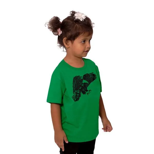 HANDGEDRUCKT HANDGEDRUCKT "Weißkopfseeadler" Unisex Kinder-T-Shirt, Kellygreen, – Produktbild 1 von 2