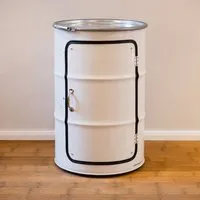 Lockengelöt Lockengelöt Der HiFi-Schrank aus einem Hamburger Ölfass, Weissschwarz, – Produktbild 2 von 4