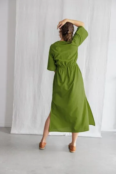 Jyoti - Fair Works Jyoti - Fair Works Bio-Baumwoll Kleid Vaasi, Basilikum, – Produktbild 4 von 4