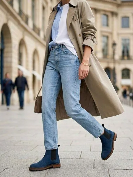 Will's Vegan Shop Will's Vegan Shop Continental Chelsea-Stiefel Veganes Wildleder Damen, Dunkelblau veganes wildleder, – Produktbild 1 von 3