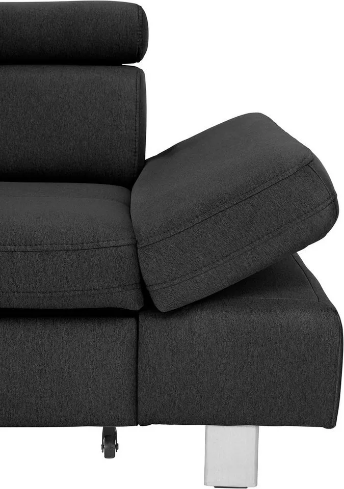 exxpo - sofa fashion Ecksofa Fiji, inkl. Kopfteilverstellung & Armlehnenfunktion, bequem, L-Form, bequem durch Kopf- und Armteilverstellung, wahlweise mit Bettfunktion, Grau, – Produktbild 5 von 5