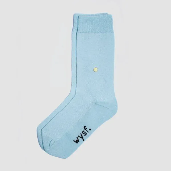 wysf. | what you stand for. wysf. | what you stand for. Socken, Piqué Strick mit Knopf, Bio-Baumwoll-Mix, Blau (hellblau), – Produktbild 4 von 4