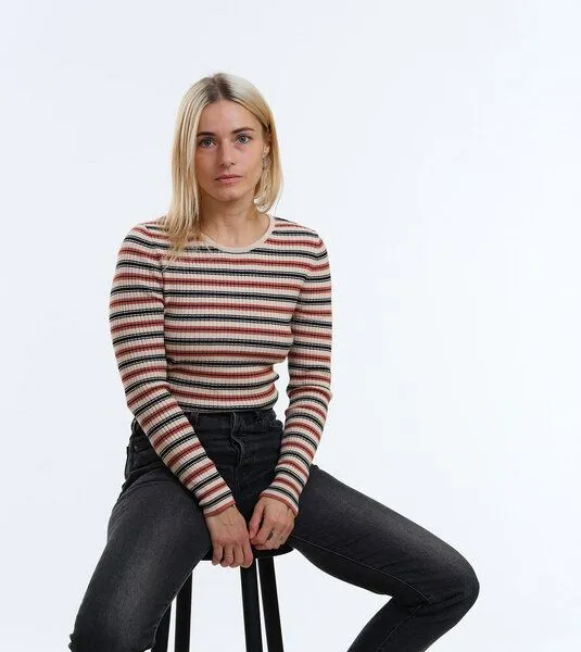 Gary Mash GARY MASH Gestrickter Slim Fit Pullover Yuma in Rippstrick, Streifen chutney (mehrfarbig), – Produktbild 1 von 4