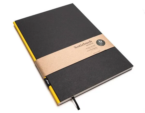 tyyp Notizbuch A4 schwarz - perforiert - 100% Recyclingpapier - BerlinBook by tyyp, Gelb, – Produktbild 1 von 4