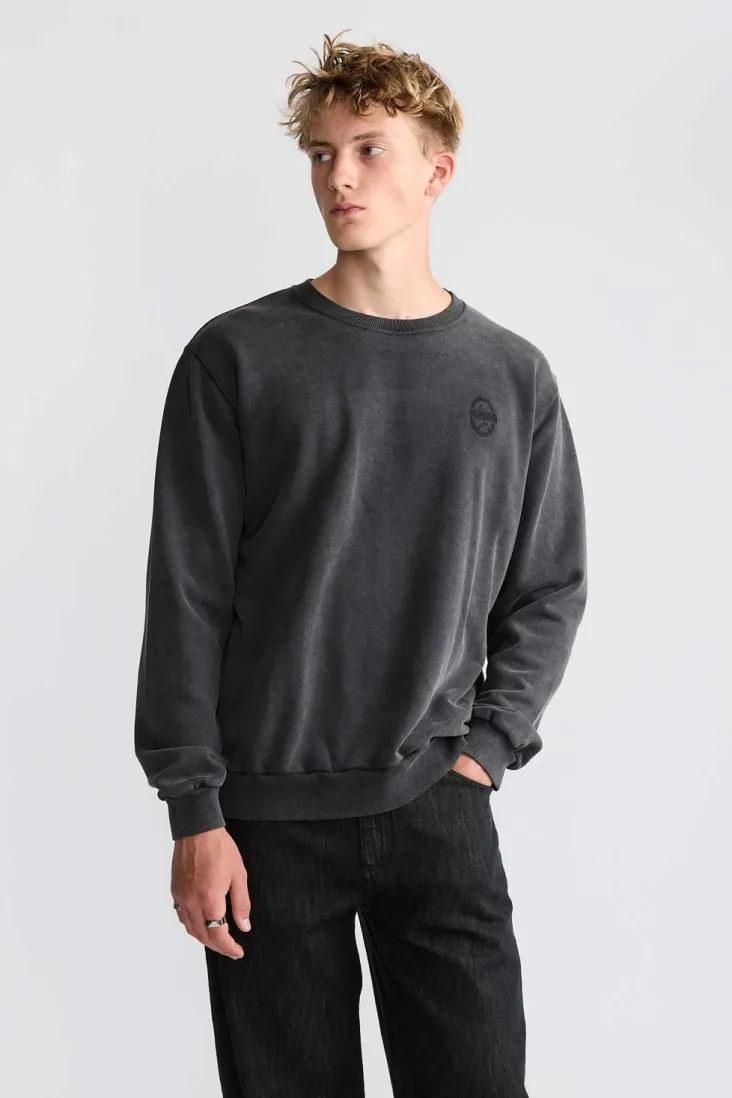 Yahmo Yahmo Herren vegan Sweatshirt Egon Faded Schwarz, Schwarz, – Produktbild 2 von 2