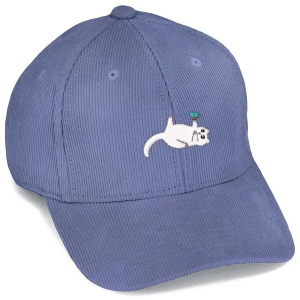 LIGARTI Bestickte Cord Cap – Samantha die Katze – LIGARTI Tiermanufaktur, Taubenblau, – Produktbild 1 von 4