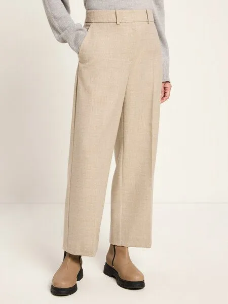 LANIUS LANIUS Verkürzte Hose aus Bio-Schurwolle, Beige melange, – Produktbild 3 von 4