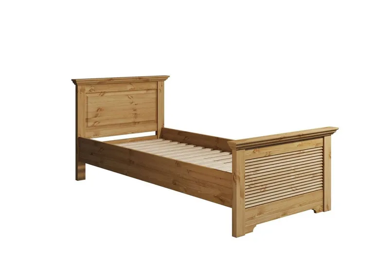 OTTO home Bett Rauna, Landhausstil, edles Design mit Lamellen und Kassetten, 2 Farben (Breite/Belastbarkeit 180cm=220 KG, 90cm=120KG), FSC® zertifiziertes Kieferholz, massive Qualität mit Lattenrost, Beige, – Produktbild 2 von 8