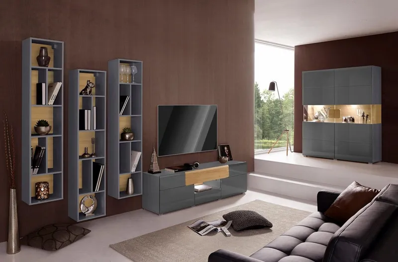 OTTO home Lowboard Toledo,Breite 159cm, trendige TV-Schrank mit dekorative Fräsungen, TV-Board ohne Beleuchtung, TV-Kommode mit viel Stauraum, Schwarz, – Produktbild 5 von 5