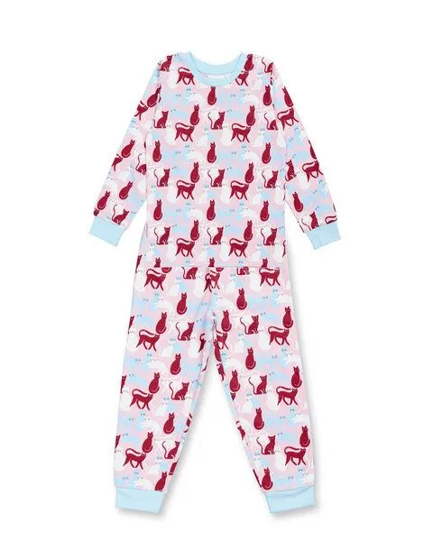 Sense Organics sense-organics Sense Organics Kinder Schlafanzug 2-Teiler Bio Baumwolle, Katzendruck/rosa, – Produktbild 1 von 3