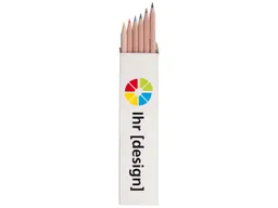 FSC-zertifizierte 6er-Bunstifte-Etui natur lang, 17,5 cm inkl. 4-farbigem Rundumdruck – Produktbild 1 von 1
