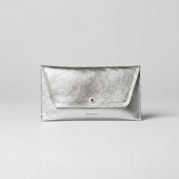 ann kurz ann kurz Mini Envelope – Portemonnaie aus Leder, Metallic platin, – Produktbild 1 von 1