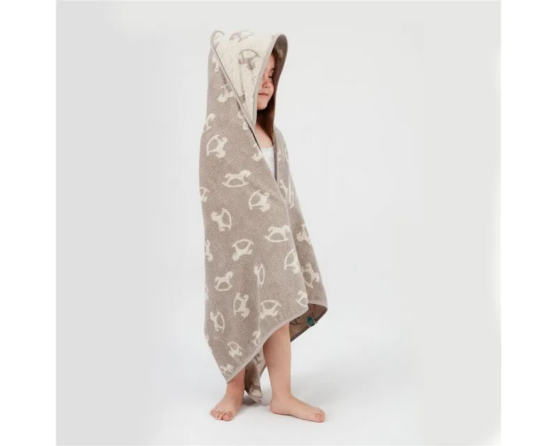 SEI Design Kapuzenhandtuch Kapuzentuch 80x80 Babyhandtuch mit Kapuze, Frottee (Liebevoll verpackt in einem hochwertigen Geschenkkarton – ideal zum Verschenken), 100% Organic Bio Baumwolle, Ideal als Badeponcho und Kuscheldecke, Beige, – Produktbild 4 von 5