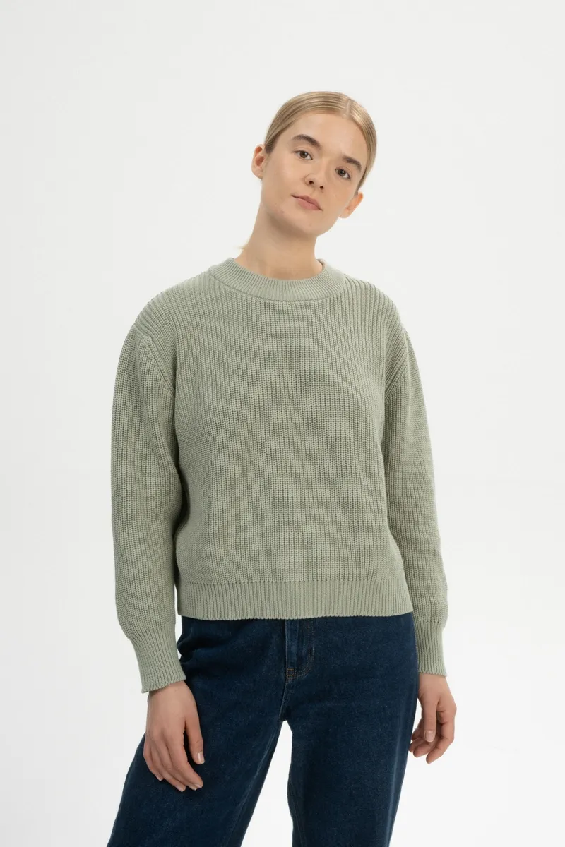 MELA MELA Damen vegan Strickpullover Rippe Adah Grüner Lehm, Hellgrün, – Produktbild 2 von 2