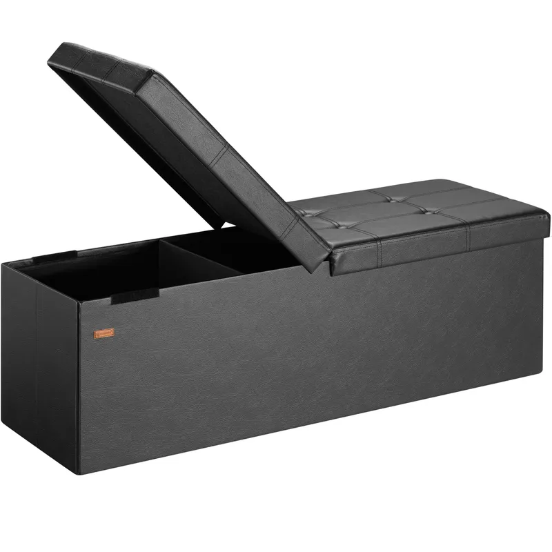 Casaria® Sitzbank Schwarz 115x38x38cm mit Klappdeckel, Schwarz, – Produktbild 1 von 2