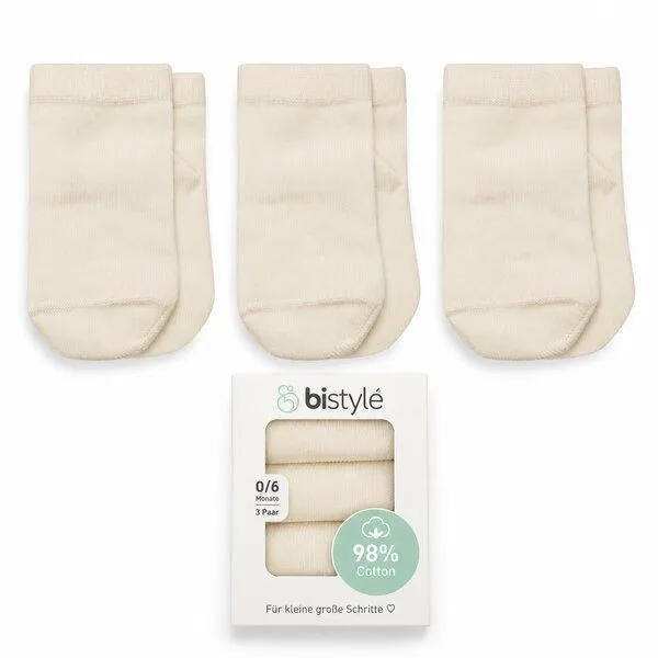 bistyle BISTYLE Baby Socken Premium 3er-Pack | 98 % Bio-Baumwolle | Weich & hautfreundlich, Natur/natur/natur, – Produktbild 1 von 2