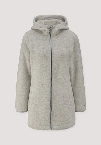 hessnatur hessnatur Wollfleece-Jacke mit Kapuze Regular aus reiner Bio-Merinowolle, Hellgrau, – Produktbild 4 von 4