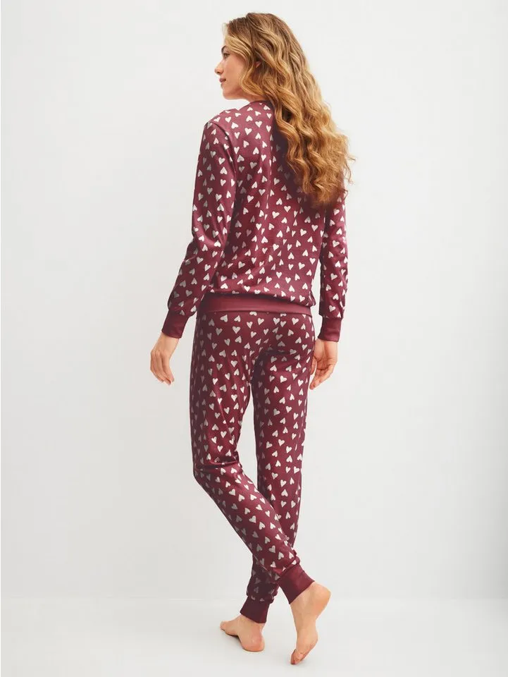 CALIDA CALIDA Pyjama Cotton Special Damen (2 tlg) weich, bequem mit Bündchen, Rot, – Produktbild 4 von 5
