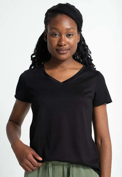 Alma & Lovis Alma & Lovis Shirt aus Bio-Baumwolle | V-Neck Shirt, Schwarz, – Produktbild 1 von 4