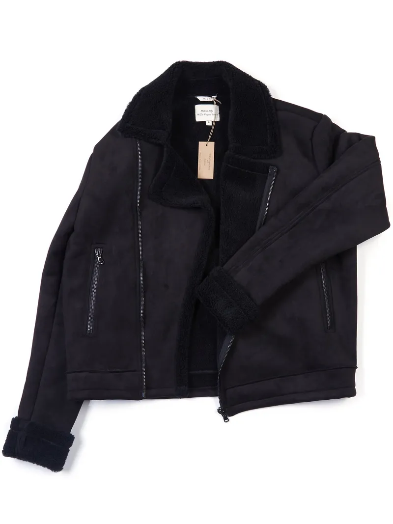 Will's Vegan Store Will's Vegan Store Damen vegan Jacke Vegan Lammfell Schwarz, Schwarz, – Produktbild 2 von 2