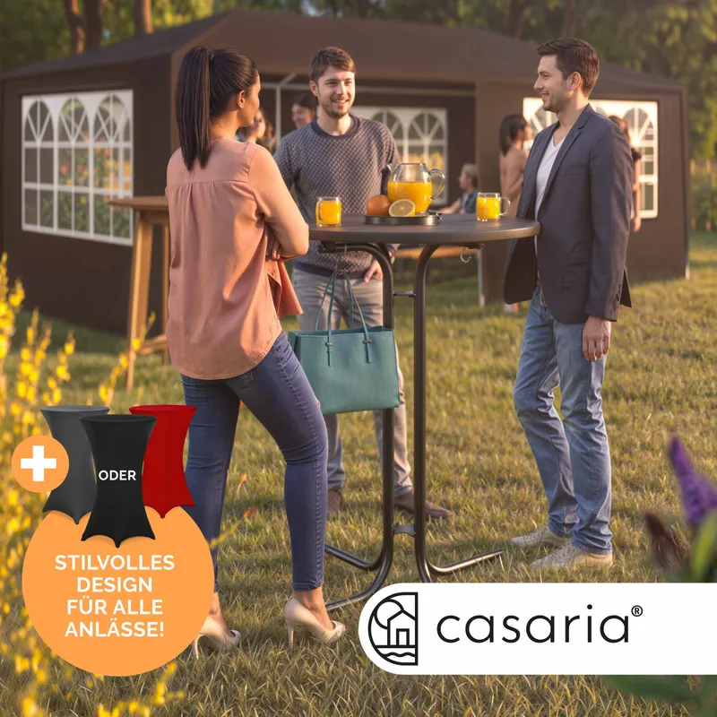 Casaria® Stehtisch Grau 110x80cm + Stehtischhusse Bordeaux Ø80cm – Produktbild 2 von 2