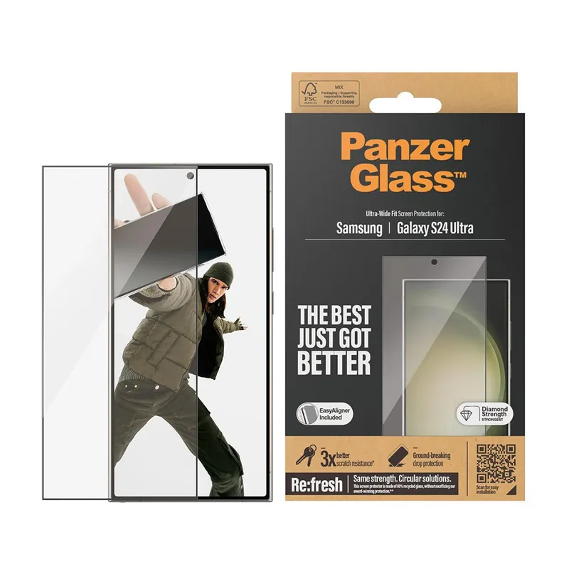 PanzerGlass PanzerGlass Refresh Ultra-Wide Fit Anti-Bacterial Screenprotector inkl. Applikator für das Samsung Galaxy S24 Ultra, Transparent, – Produktbild 2 von 2