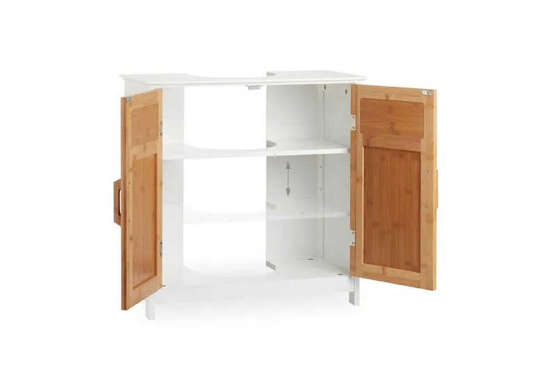 RELAXDAYS RELAXDAYS Waschbeckenunterschrank mit Bambustüren (1-St), Braun|weiß, – Produktbild 3 von 5