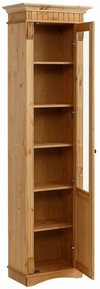 OTTO home Vitrine Teresa (Maße (B/T/H): ca. 55/32/193 cm) mit 1 Glastür, Höhe 193 cm, aus massiver Kiefer, FSC®, Beige, – Produktbild 4 von 5