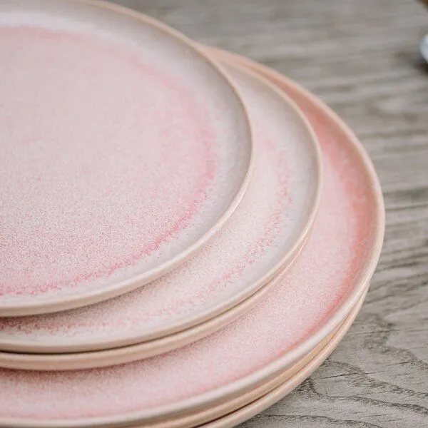 Econovo Econovo Keramikteller Klein Handgemacht 22cm, Rot-rosa (rot), – Produktbild 2 von 4