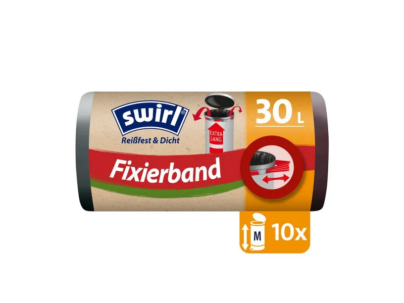 Swirl Swirl Müllbeutel mit Fixierband, reißfest & dicht, 30 l, 10 Stk. – Produktbild 2 von 6