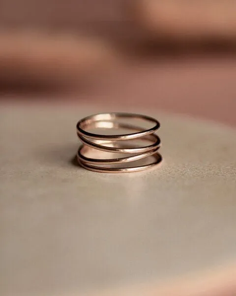 lille mus lille mus Ring 'Loop Basic' 925 Silber, Gold, – Produktbild 1 von 4