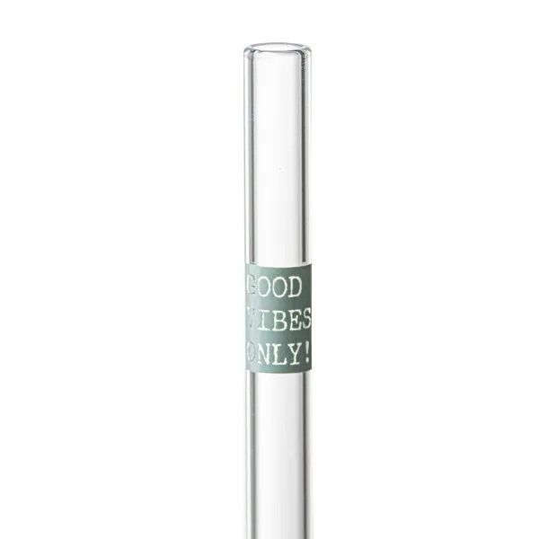 Contento Contento Glastrinkhalm 21 cm, 4 Stück, GOOD VIBES ONLY, mit Bürste – Produktbild 2 von 4