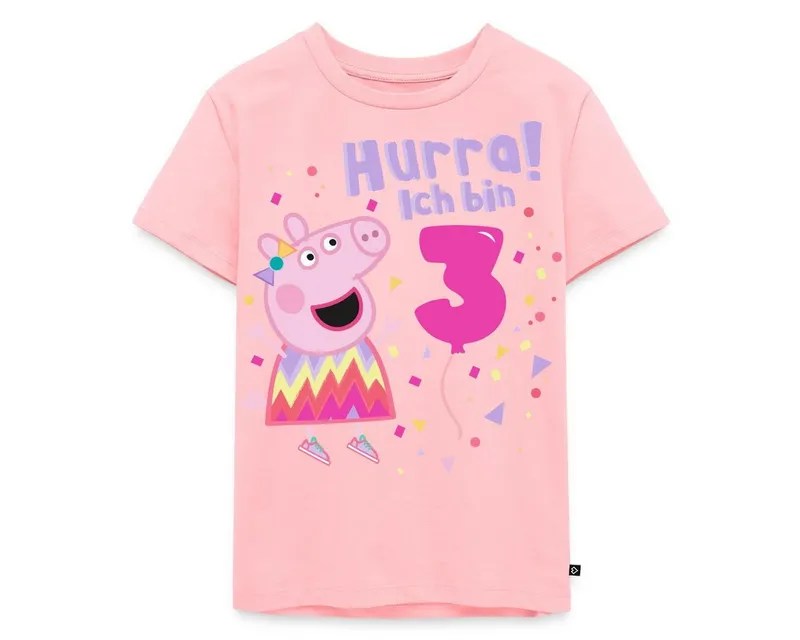 Spreadshirt T-Shirt Peppa Wutz Hurra Ich Bin 3 Jahre Kinder Premium T-Shirt (1-tlg) Normaler Schnitt für optimale Passform, Rosa, – Produktbild 1 von 5