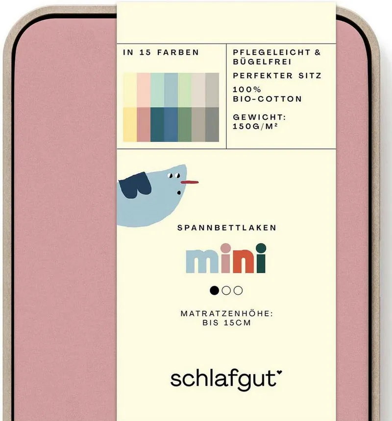 Schlafgut Schlafgut Spannbettlaken Casual Mini Spannbettlaken, Jersey, Gummizug: rundum, (1 Stück), für Kinder, MADE IN GREEN by OEKO-TEX®, Lila, – Produktbild 2 von 4