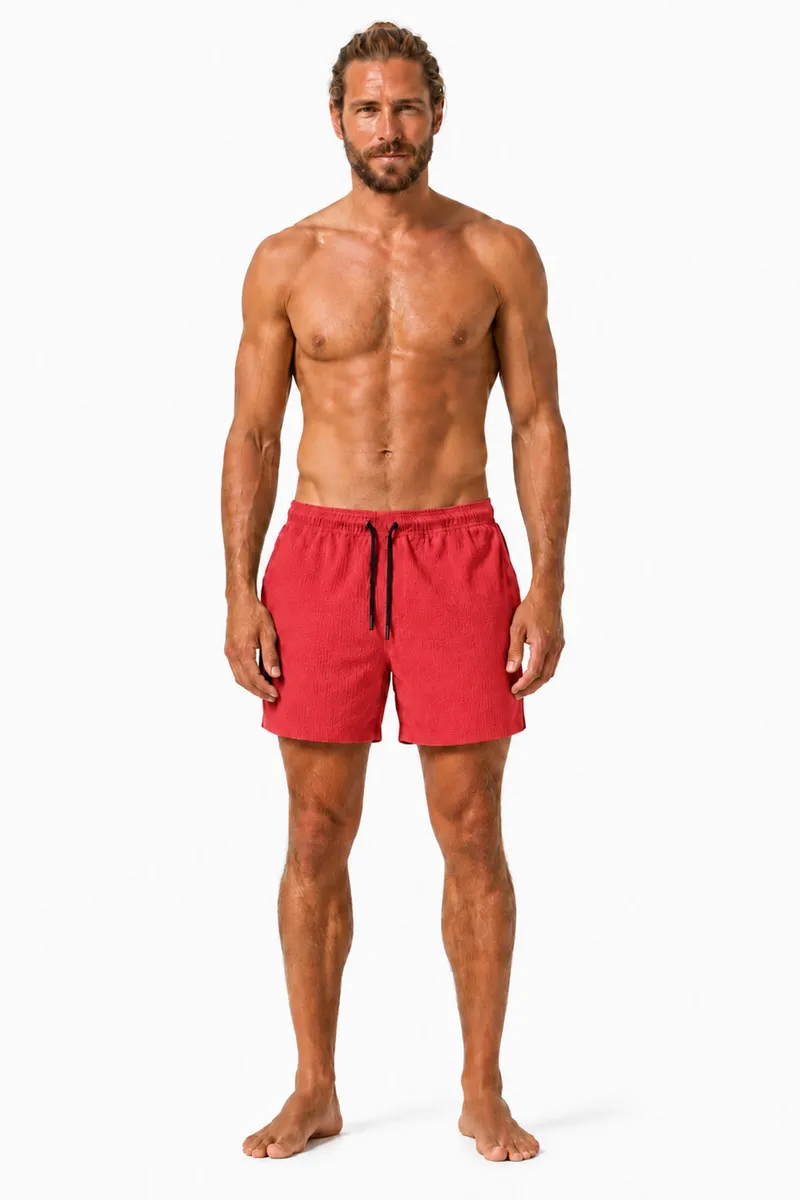 RAVENS VIEW IBIZA RAVENS VIEW IBIZA Herren vegan Badeshorts Earth Wave, Rot, – Produktbild 1 von 1